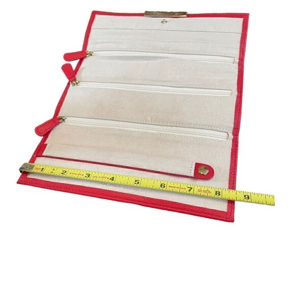 NWT R.h. Macy & Co. Red pebble Travel Jewelry Wallet Case 8.5" Vegan L… - Picture 11 of 12